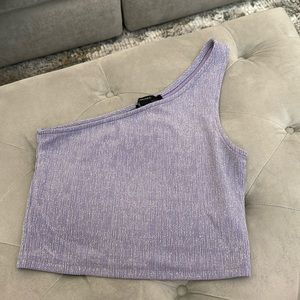 Forever 21 sparkly purple shirt, one shoulder